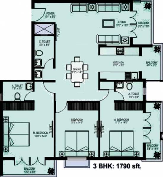 GB Group Sai Sharada (3BHK+3T (1,790 sq ft) 1790 sq ft)