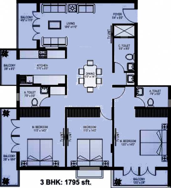 GB Group Sai Sharada (3BHK+3T (1,795 sq ft) 1795 sq ft)