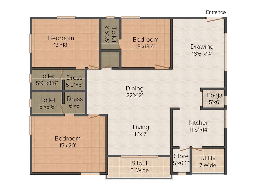 Reliance Avans Legacy (3BHK+3T (2,770 sq ft)   Pooja Room 2770 sq ft)
