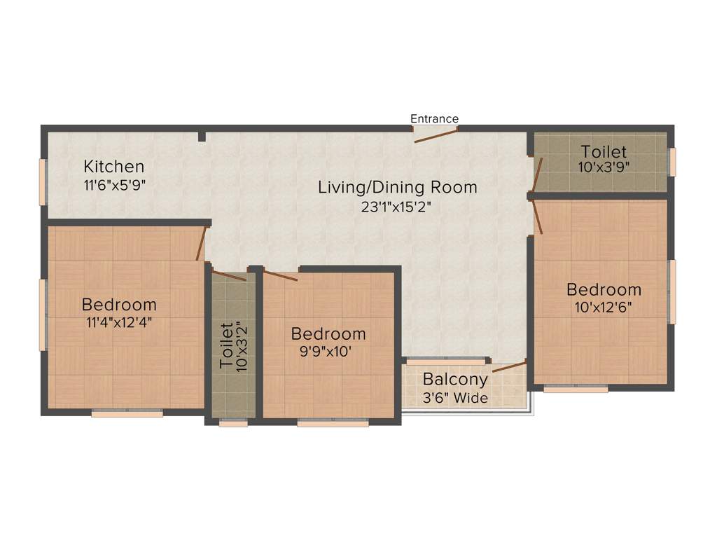 Samridhi Developers Sai Palace 3BHK+1T (1,235 sq ft)