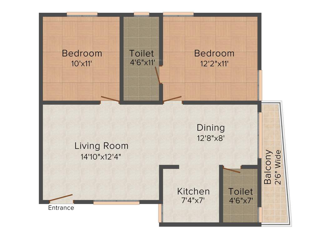 Anubhava Ishwerya Suncrest (2BHK+2T (1,000 sq ft) 1000 sq ft)