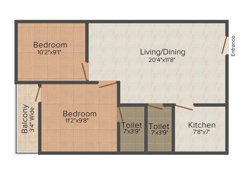 ML Khokan Enclave (2BHK+2T (871 sq ft) 871 sq ft)