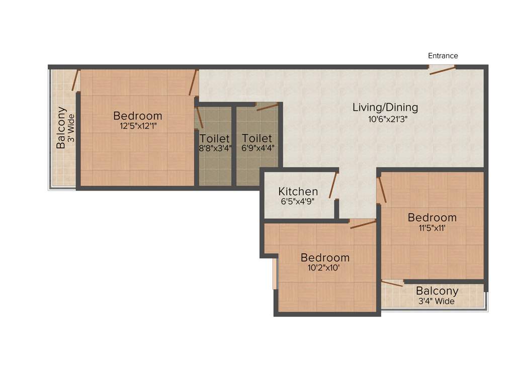 ML Khokan Enclave (3BHK+2T (1,253 sq ft) 1253 sq ft)
