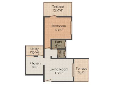 CD Premia (1BHK+1T (657 sq ft) 657 sq ft)