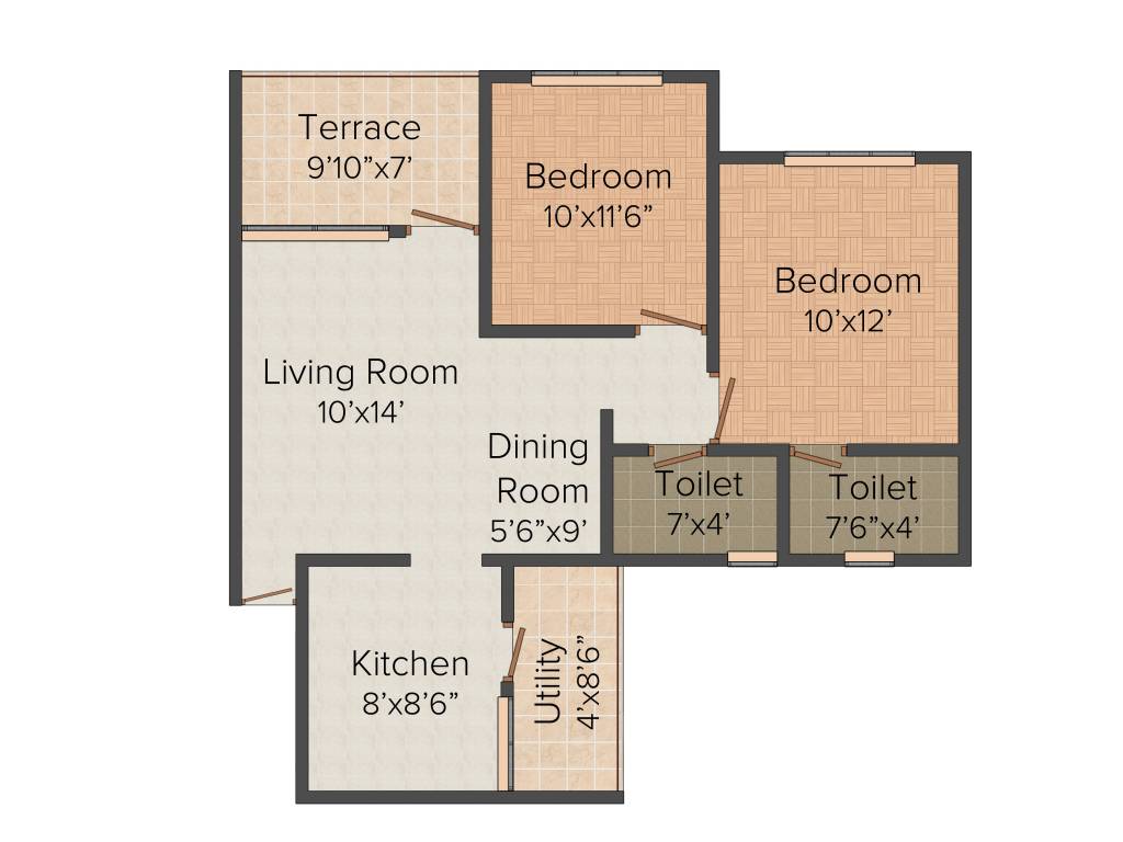 CD Premia (2BHK+2T (851 sq ft) 851 sq ft)