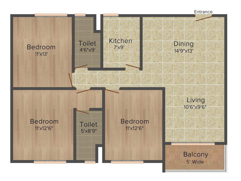 Arch Starwood (3BHK+2T (1,439 sq ft) 1439 sq ft)
