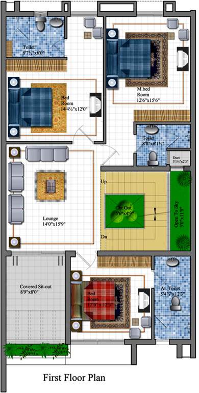 Koncept Ambience Palm County Rows (4BHK+5T (3,340 sq ft)   Servant Room 3340 sq ft)