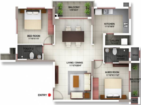 PBEL Panama (2BHK+2T (1,274 sq ft) 1274 sq ft) PBEL Panama (2BHK+2T (1,274 sq ft) 1274 sq ft)