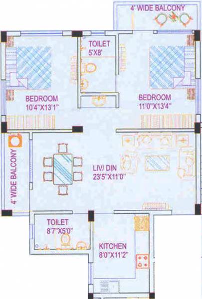 Amrita Annapurna (2BHK+2T (1,261 sq ft) 1261 sq ft) Amrita Annapurna (2BHK+2T (1,261 sq ft) 1261 sq ft)