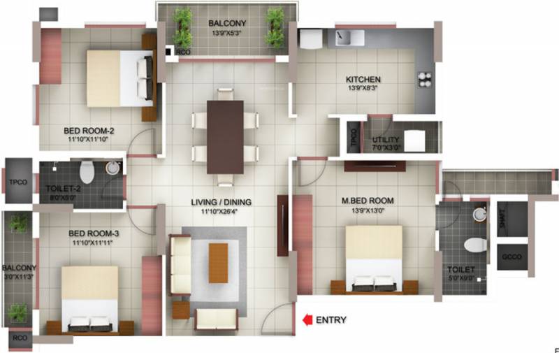 Incor Siesta (3BHK+2T (1,518 sq ft) 1518 sq ft) Incor Siesta (3BHK+2T (1,518 sq ft) 1518 sq ft)
