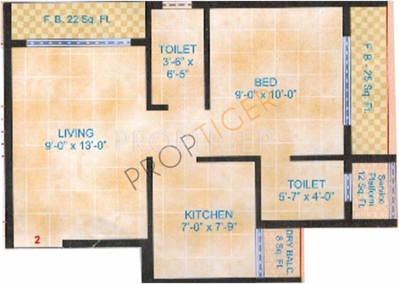 Madhuraaj Group Maheshwar Floor Plan (1BHK+2T)