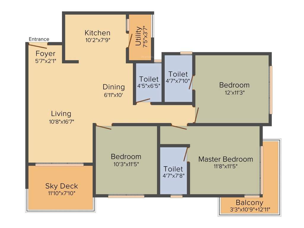 Keya The Green Terraces (3BHK+3T (1,498 sq ft) 1498 sq ft)
