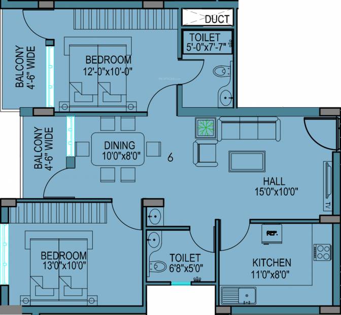 Bhoomi Groups Dhruva Residency (2BHK+2T (990 sq ft) 990 sq ft)