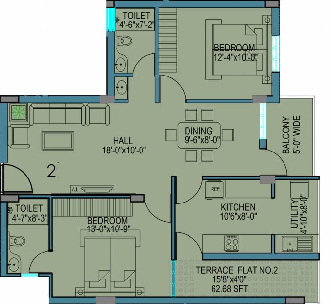 Bhoomi Groups Dhruva Residency (2BHK+2T (1,050 sq ft) 1050 sq ft)