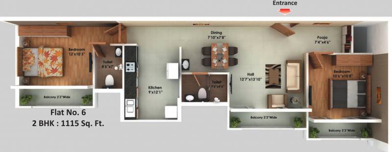 Bhoomi Fern (2BHK+2T (1,115 sq ft) + Pooja Room 1115 sq ft)