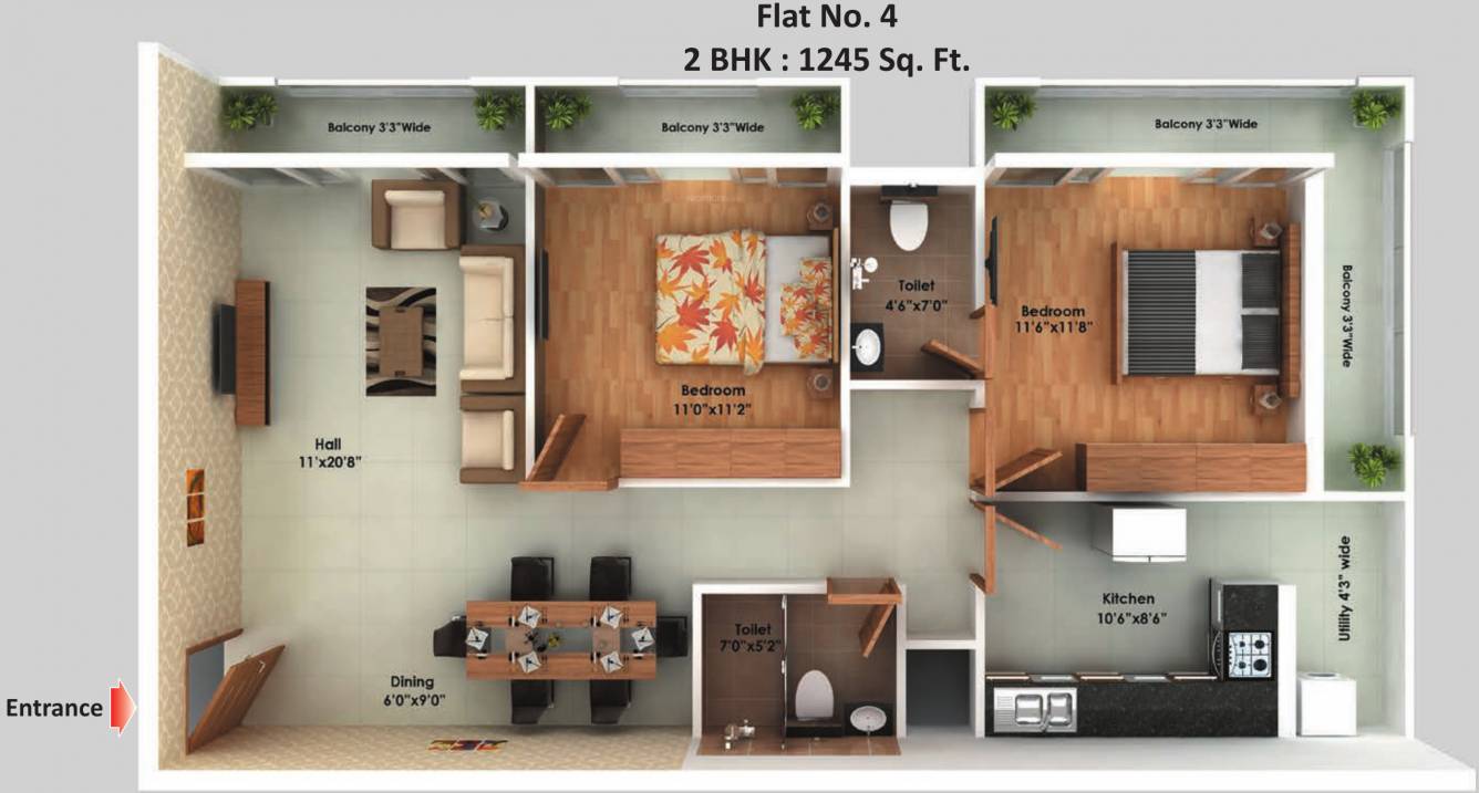 Bhoomi Fern (2BHK+2T (1,245 sq ft) 1245 sq ft) Bhoomi Fern (2BHK+2T (1,245 sq ft) 1245 sq ft)