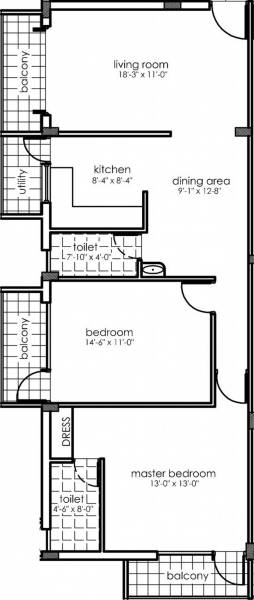 Conseptz Mercury (2BHK+2T (1,214 sq ft) 1214 sq ft)