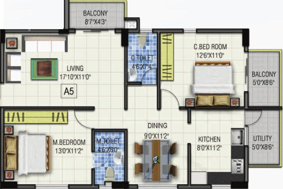 Gauravam Marvel (2BHK+2T (1,194 sq ft) 1194 sq ft) Gauravam Marvel (2BHK+2T (1,194 sq ft) 1194 sq ft)