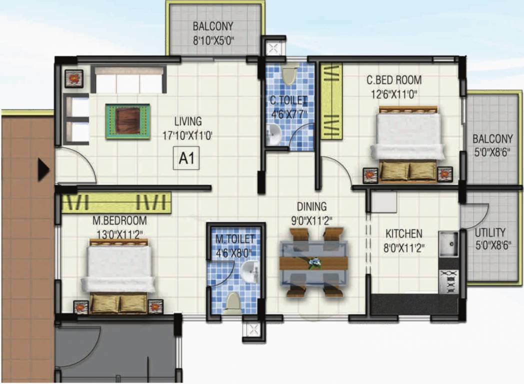 Gauravam Marvel (2BHK+2T (1,202 sq ft) 1202 sq ft) Gauravam Marvel (2BHK+2T (1,202 sq ft) 1202 sq ft)