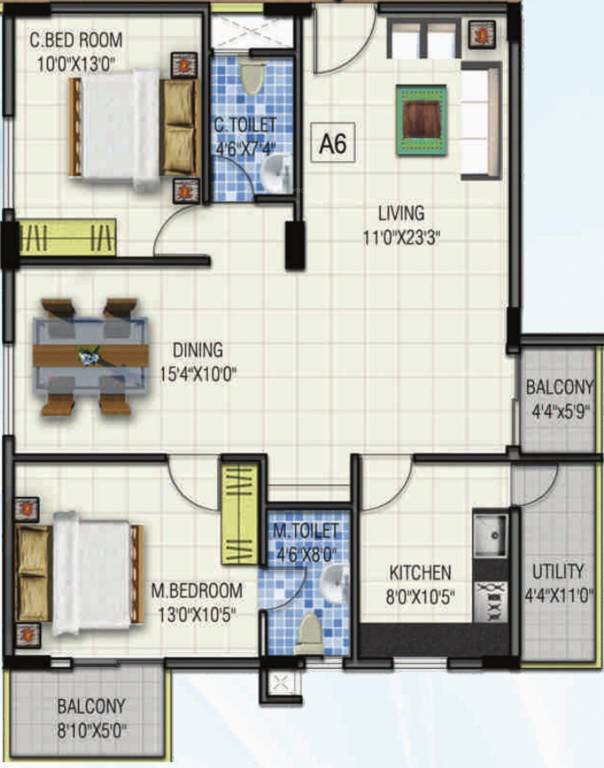 Gauravam Marvel (2BHK+2T (1,253 sq ft) 1253 sq ft) Gauravam Marvel (2BHK+2T (1,253 sq ft) 1253 sq ft)