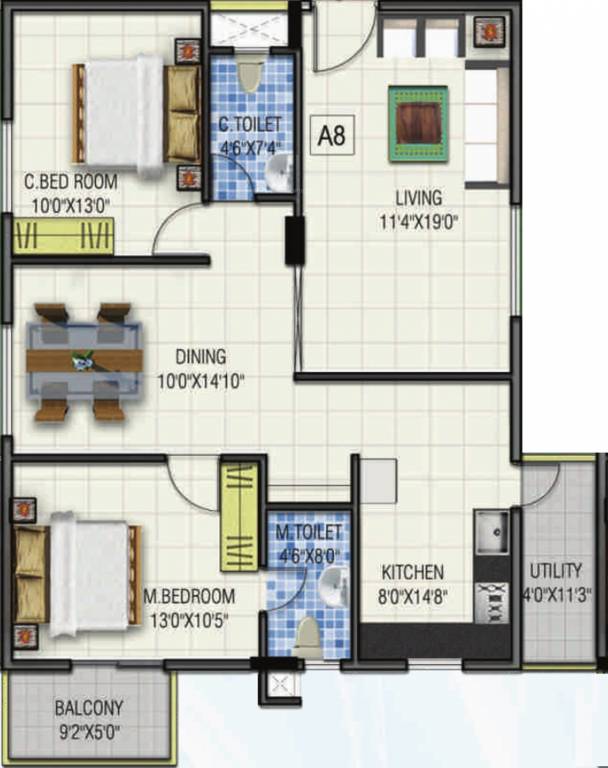 Gauravam Marvel (2BHK+2T (1,255 sq ft) 1255 sq ft) Gauravam Marvel (2BHK+2T (1,255 sq ft) 1255 sq ft)