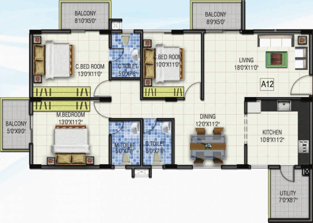 Gauravam Marvel (3BHK+3T (1,621 sq ft) 1621 sq ft) Gauravam Marvel (3BHK+3T (1,621 sq ft) 1621 sq ft)