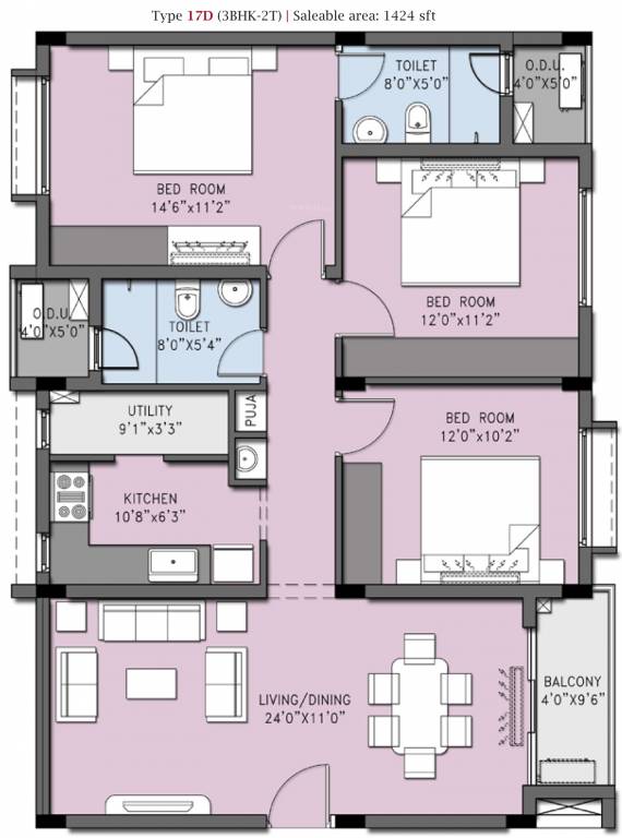 Casagrand Cherry Pick (3BHK+2T (1,424 sq ft) 1424 sq ft) Casagrand Cherry Pick (3BHK+2T (1,424 sq ft) 1424 sq ft)