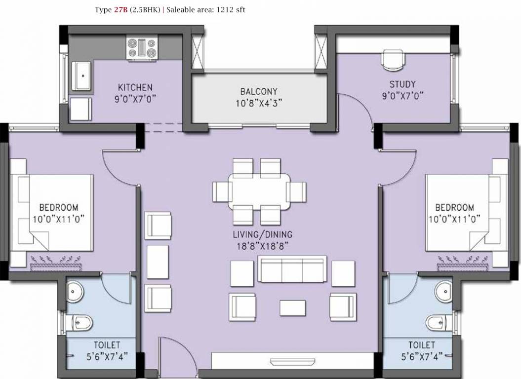 Casagrand Cherry Pick (2BHK+2T (1,212 sq ft)   Study Room 1212 sq ft) Casagrand Cherry Pick (2BHK+2T (1,212 sq ft)   Study Room 1212 sq ft)