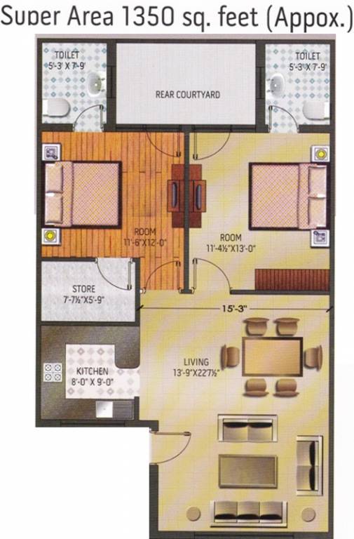 Cosmic Cosmic Apartments (2BHK+2T (1,350 sq ft) 1350 sq ft)