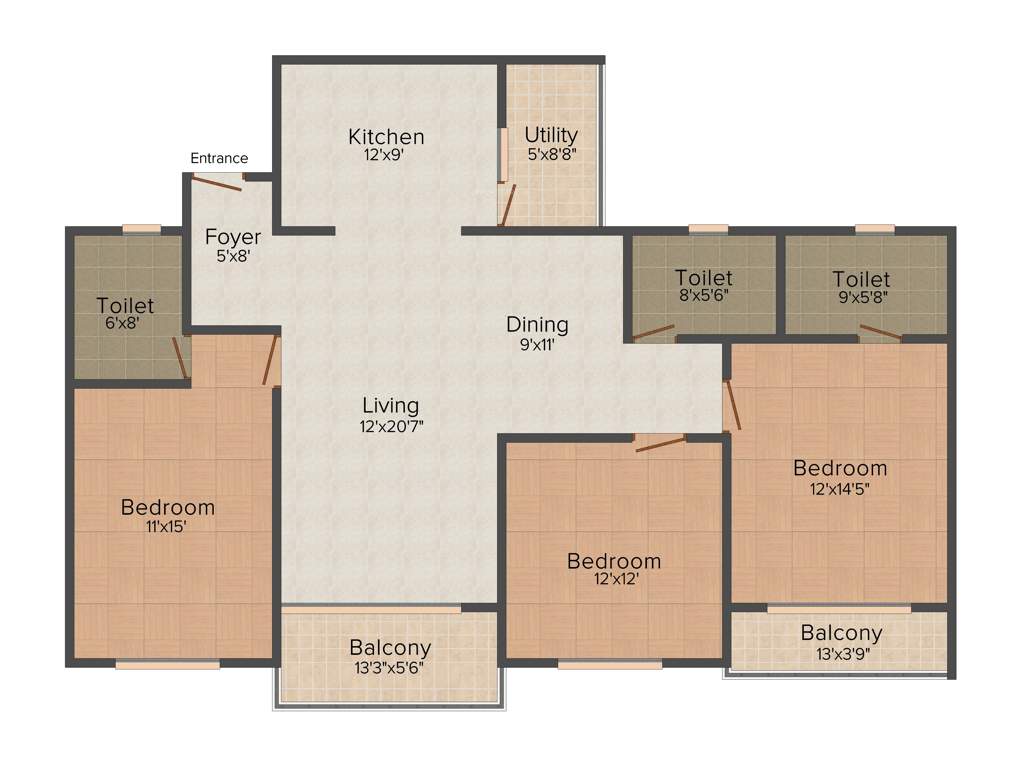 Cosmic Cosmic Apartments (3BHK+3T (1,688 sq ft) 1688 sq ft)
