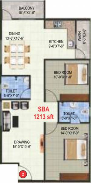 Garuda Garuda Blossom (2BHK+2T (1,213 sq ft) 1213 sq ft)