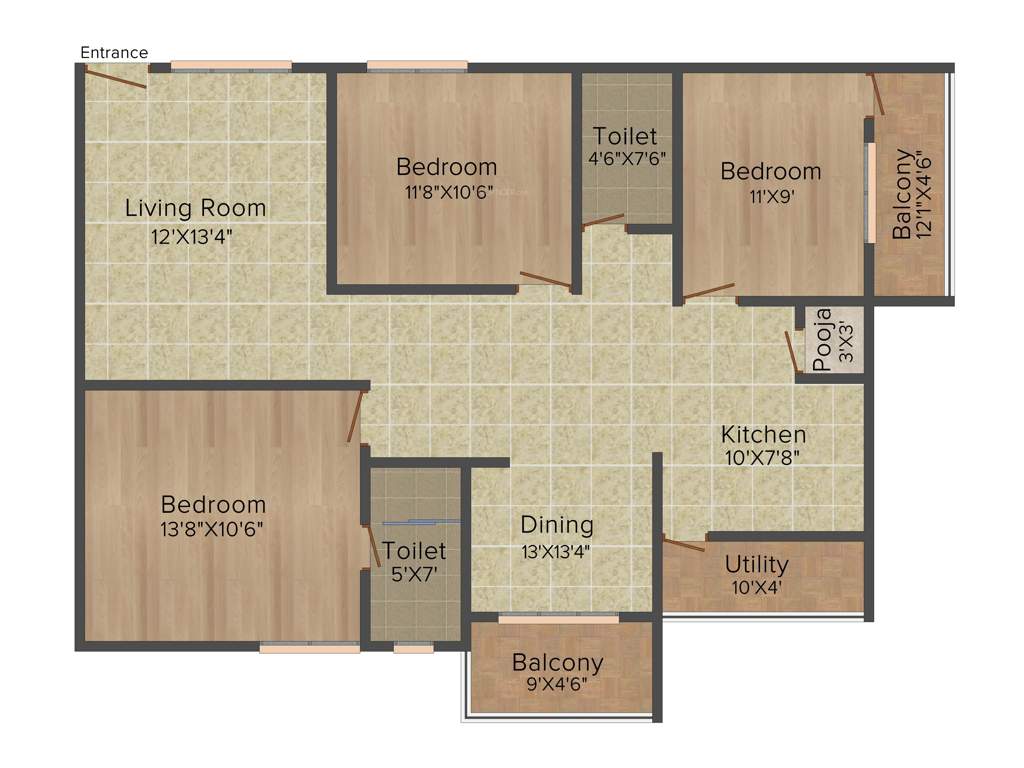 Garuda Garuda Blossom (3BHK+2T (1,519 sq ft) + Pooja Room 1519 sq ft)