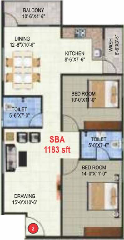Garuda Garuda Blossom (2BHK+2T (1,183 sq ft) 1183 sq ft)