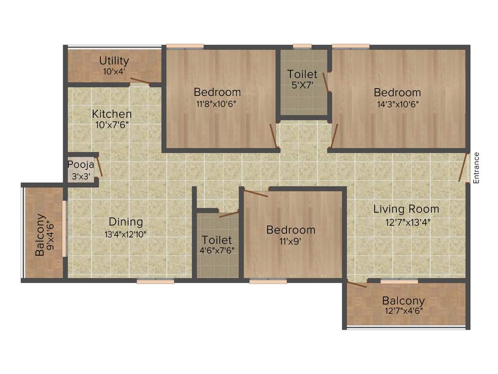 Garuda Garuda Blossom (3BHK+2T (1,485 sq ft) 1485 sq ft)