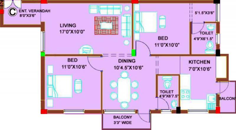 Shiyam Thirth (2BHK+2T (1,035 sq ft) 1035 sq ft)