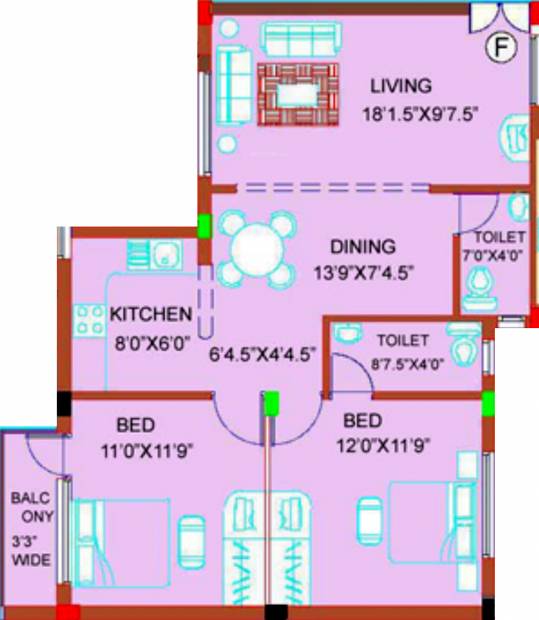 Shiyam Thirth (2BHK+2T (980 sq ft) 980 sq ft)