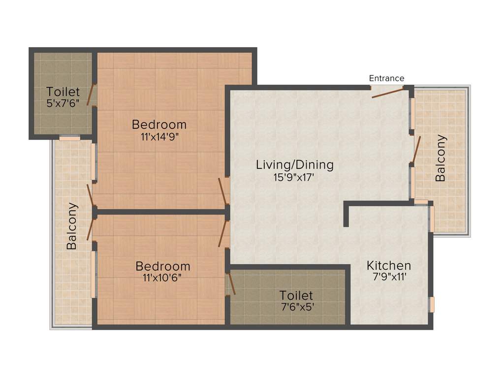 Shivalik Homes (2BHK+2T (1,082 sq ft) 1082 sq ft)