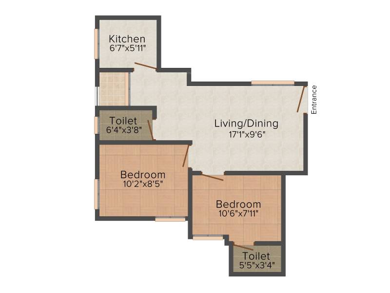 MYS Grace Apartments (2BHK+2T (650 sq ft) 650 sq ft)