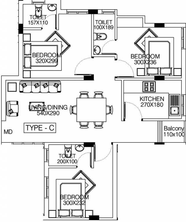 860 sq ft 3 BHK 3T Apartment for Sale in MYS Builders Grace Apartments ...