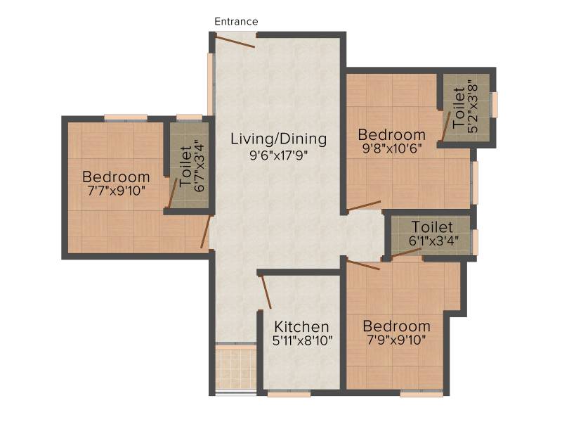 MYS Grace Apartments (3BHK+3T (930 sq ft) 930 sq ft)