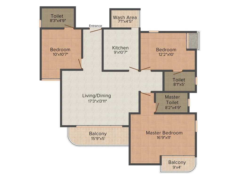 ABAD Knightsbridge (3BHK+3T (1,610 sq ft) 1610 sq ft)