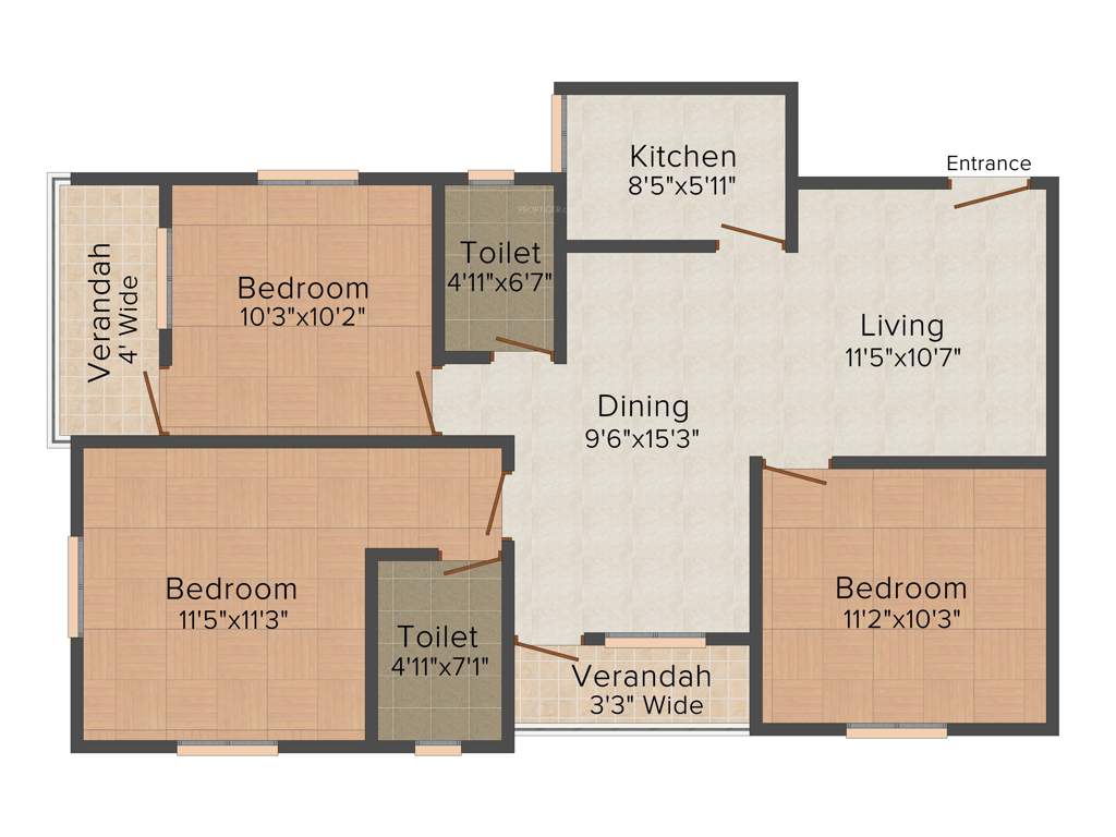 Skyline Bliss (3BHK+2T (1,210 sq ft) 1210 sq ft)