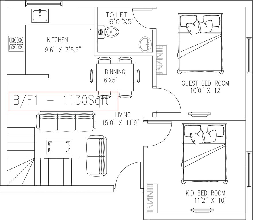 Real Blue Meadow (3BHK+2T (1,130 sq ft) 1130 sq ft)