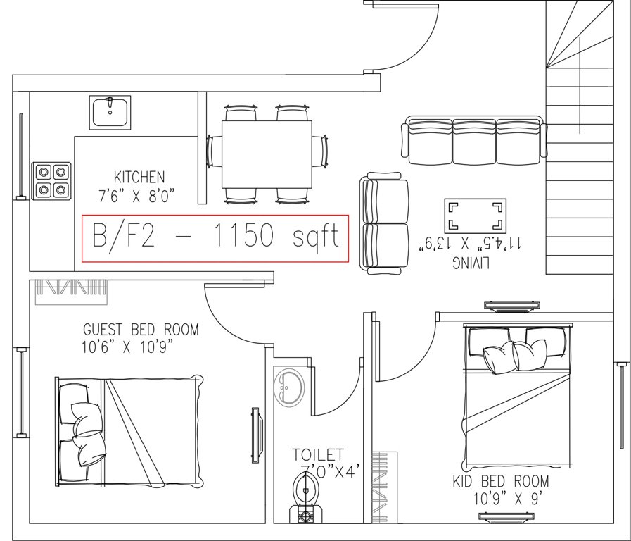 Real Blue Meadow (3BHK+2T (1,150 sq ft) 1150 sq ft)
