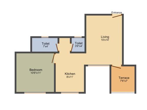 Vaishali Royal Palm (1BHK+1T (609 sq ft) 609 sq ft)