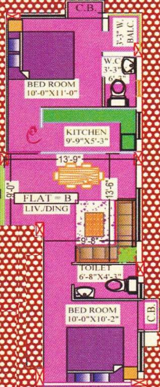 Ajmir Residency (2BHK+2T (846 sq ft) 846 sq ft) Ajmir Residency (2BHK+2T (846 sq ft) 846 sq ft)
