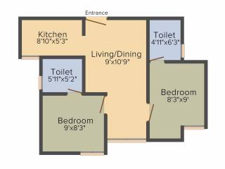 Arun Manjari (2BHK+2T (595 sq ft) 595 sq ft)