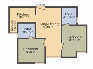 Arun Manjari (2BHK+2T (610 sq ft) 610 sq ft)