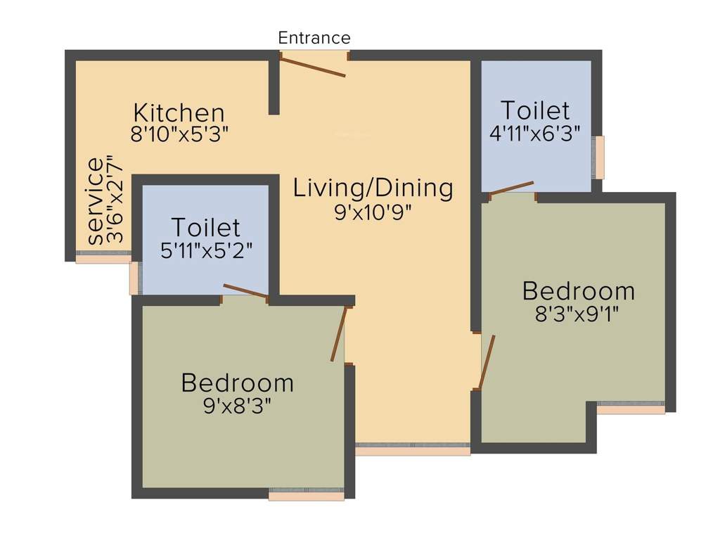 Arun Manjari (2BHK+2T (610 sq ft) 610 sq ft)