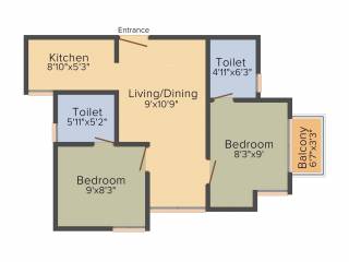 Arun Manjari (2BHK+2T (625 sq ft) 625 sq ft)